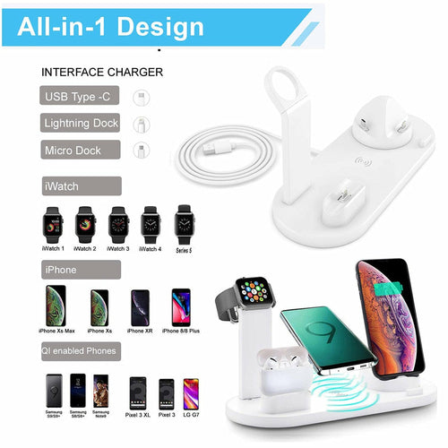 100W wireless charging station with multi-device support for iPhone, AirPods, and Apple Watch