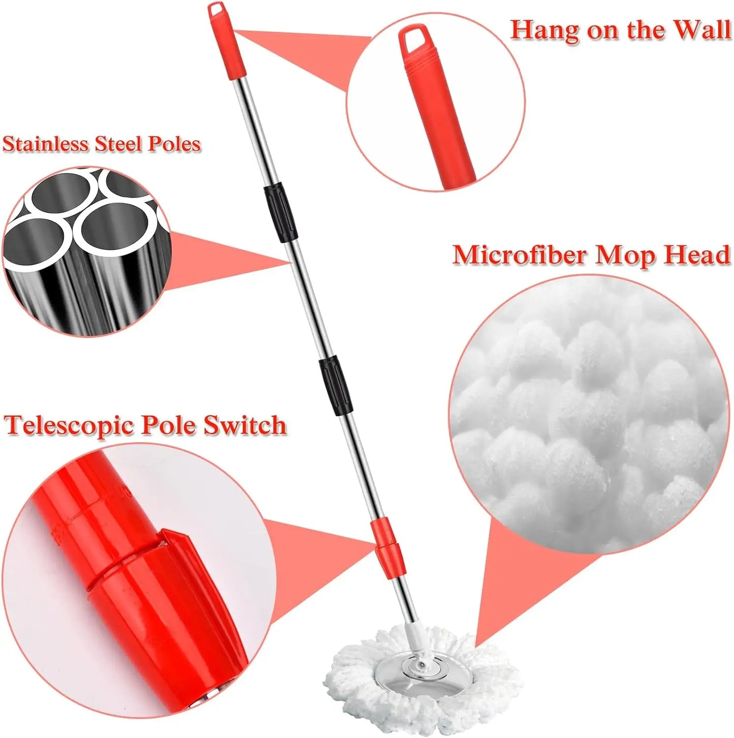 Shophouse Northwest spin mop bucket set with wheels showing microfiber mop head and stainless steel telescopic pole
