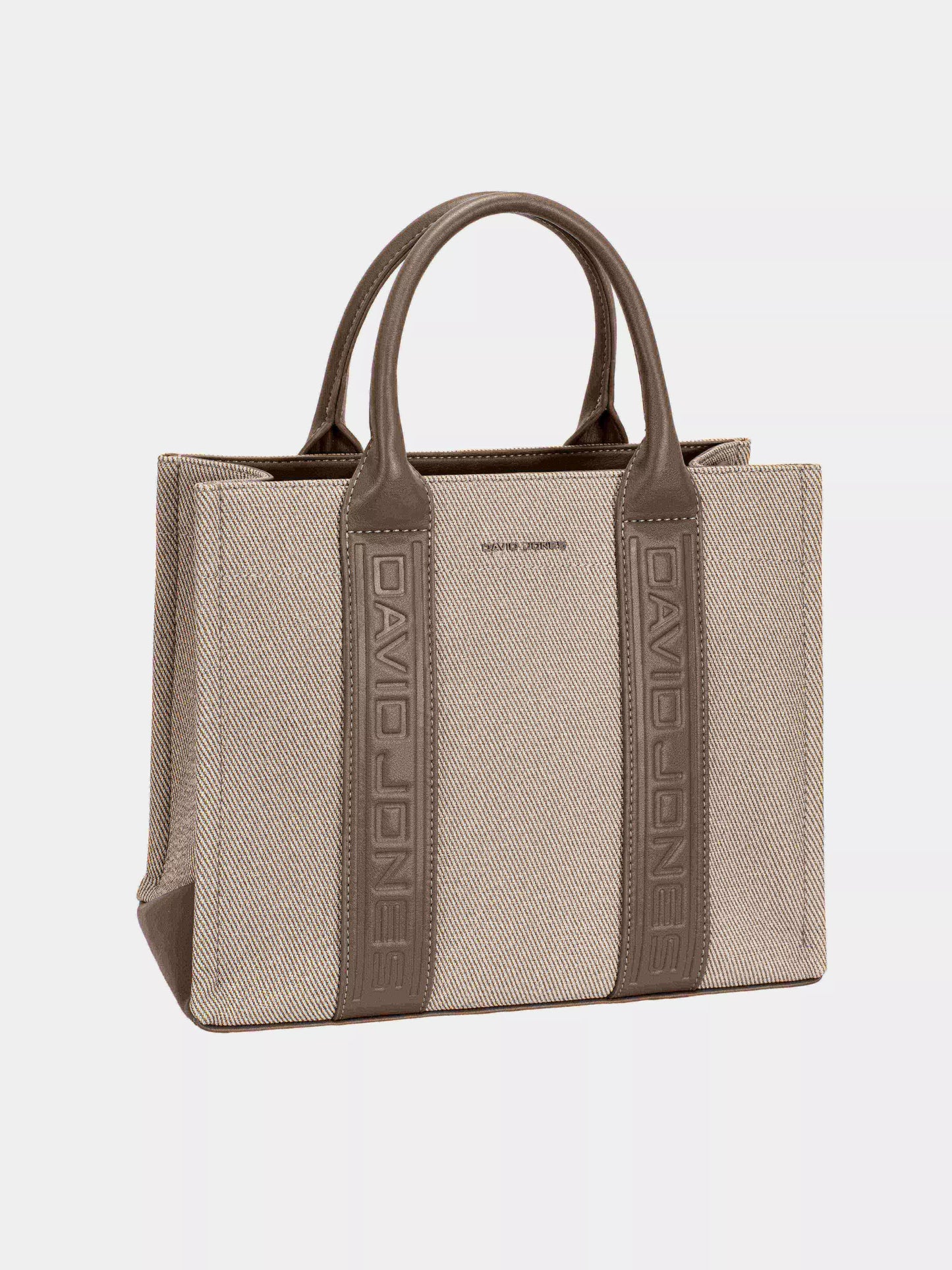 David Jones canvas tote bag in beige with durable handles and stylish design for everyday use