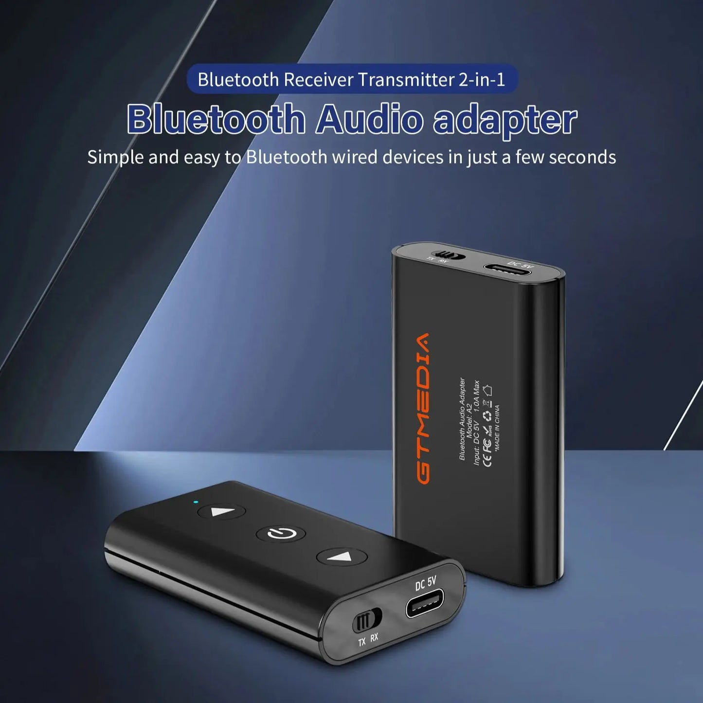 Shophouse Northwest portable wireless bluetooth audio adapter compact 2 in 1 transmitter receiver in black