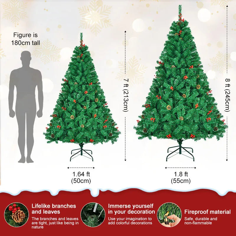 Shophouse Northwest 7ft artificial Christmas tree with lifelike pine branches red berries pinecones and metal stand