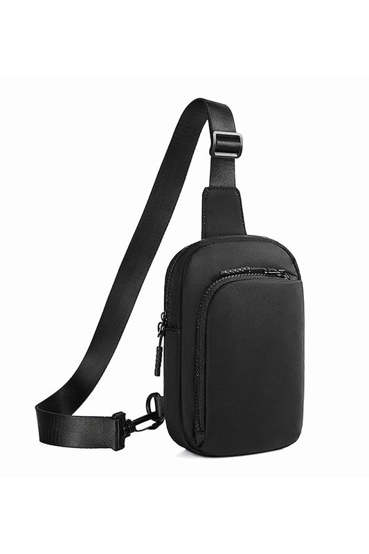 Shophouse Northwest black nylon crossbody bag for women with adjustable strap front zip pocket