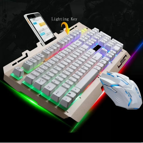 Ninja Dragons NX900 keyboard mouse set with customizable backlighting and phone holder feature
