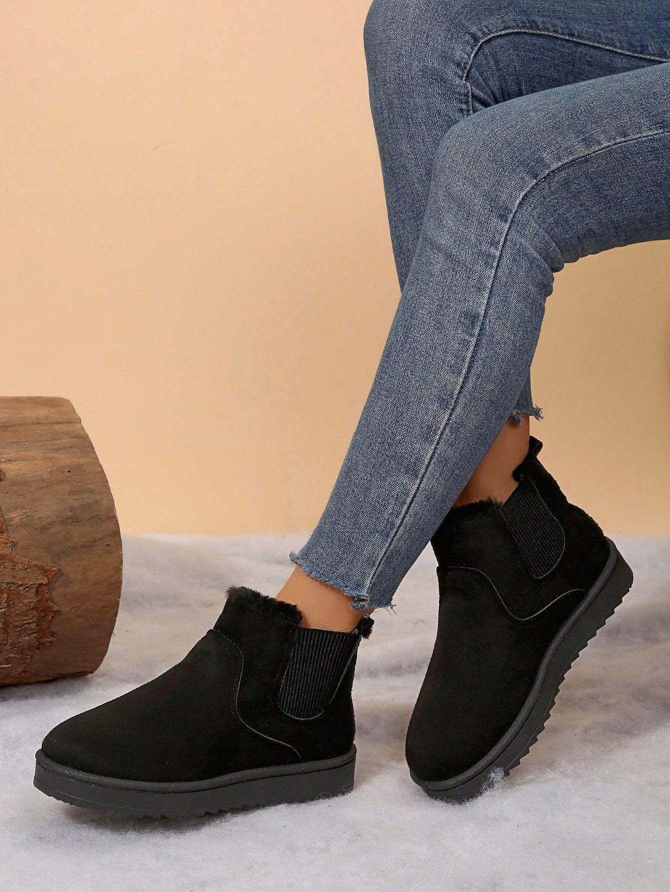 Jumpstudios-BTG Women's Non Slip Indoor Outdoor Winter Boots in Black with Soft Lining and Flexible Sole