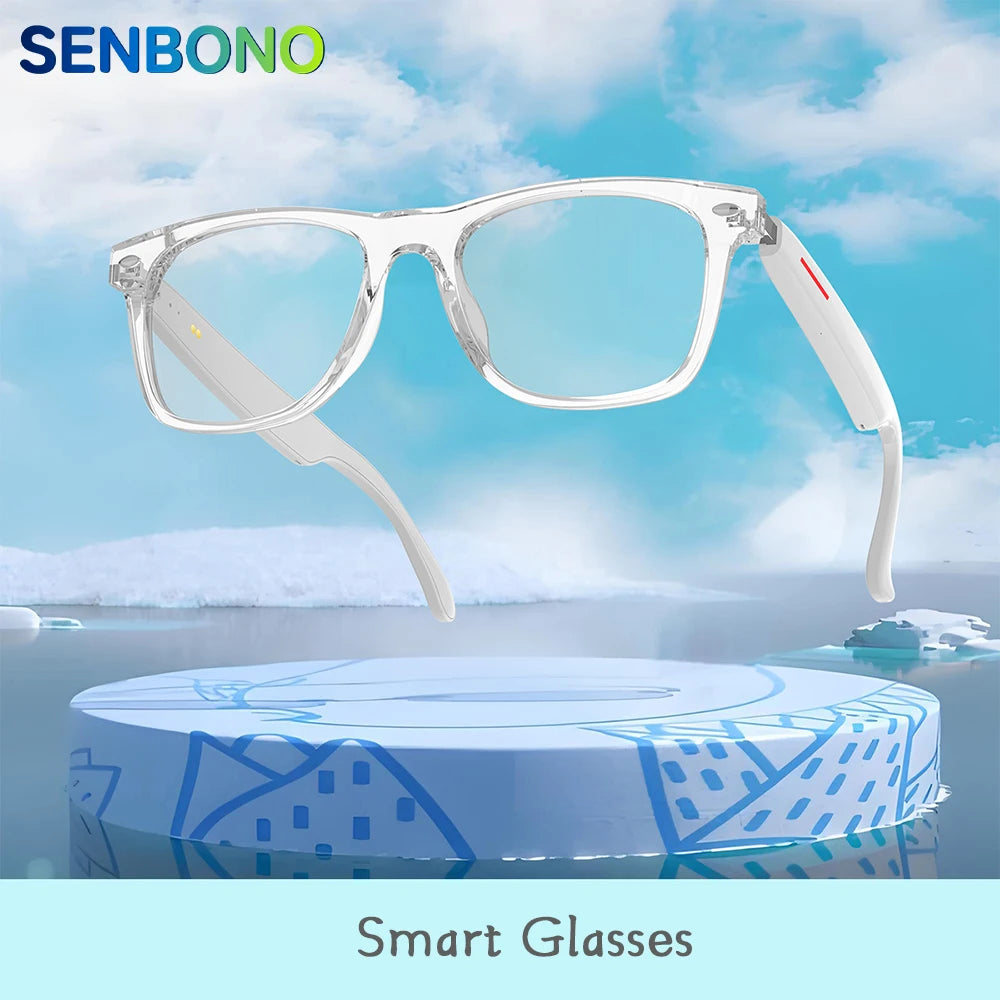 Shophouse Northwest clear frame smart anti-blue light fashion bluetooth glasses with translucent blue tint