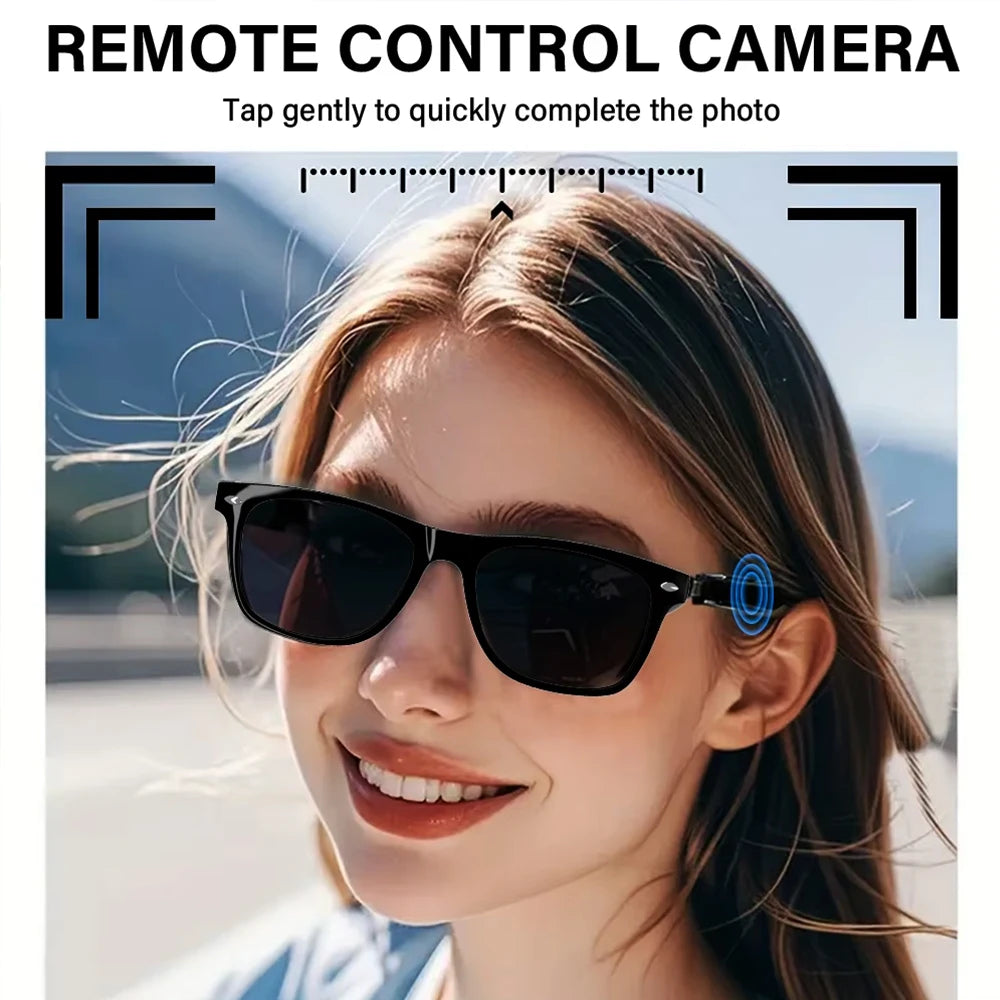 Shophouse Northwest smart anti-blue light fashion bluetooth glasses black frame sunglasses with built in remote camera control