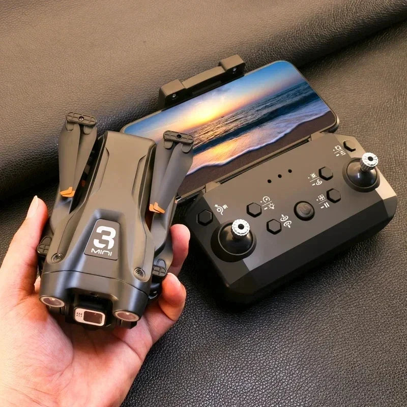 Shophouse Northwest Z908 Pro Max GPS drone 8K Dual Camera folded in hand with remote and phone