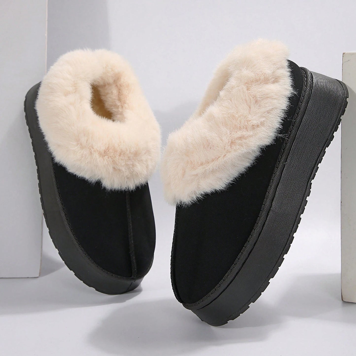 Jumpstudios-BTG womens suede shearling slippers with fluffy fur lining for comfort and warmth