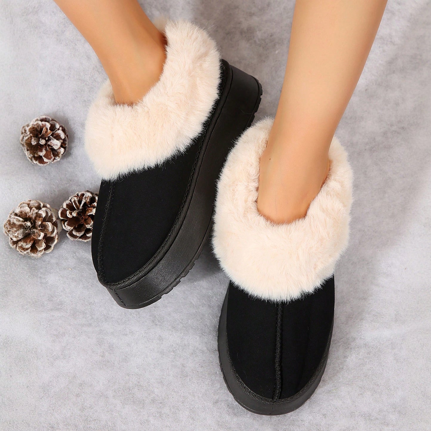 Cozy womens suede shearling slippers with plush white fur lining for ultimate comfort at home