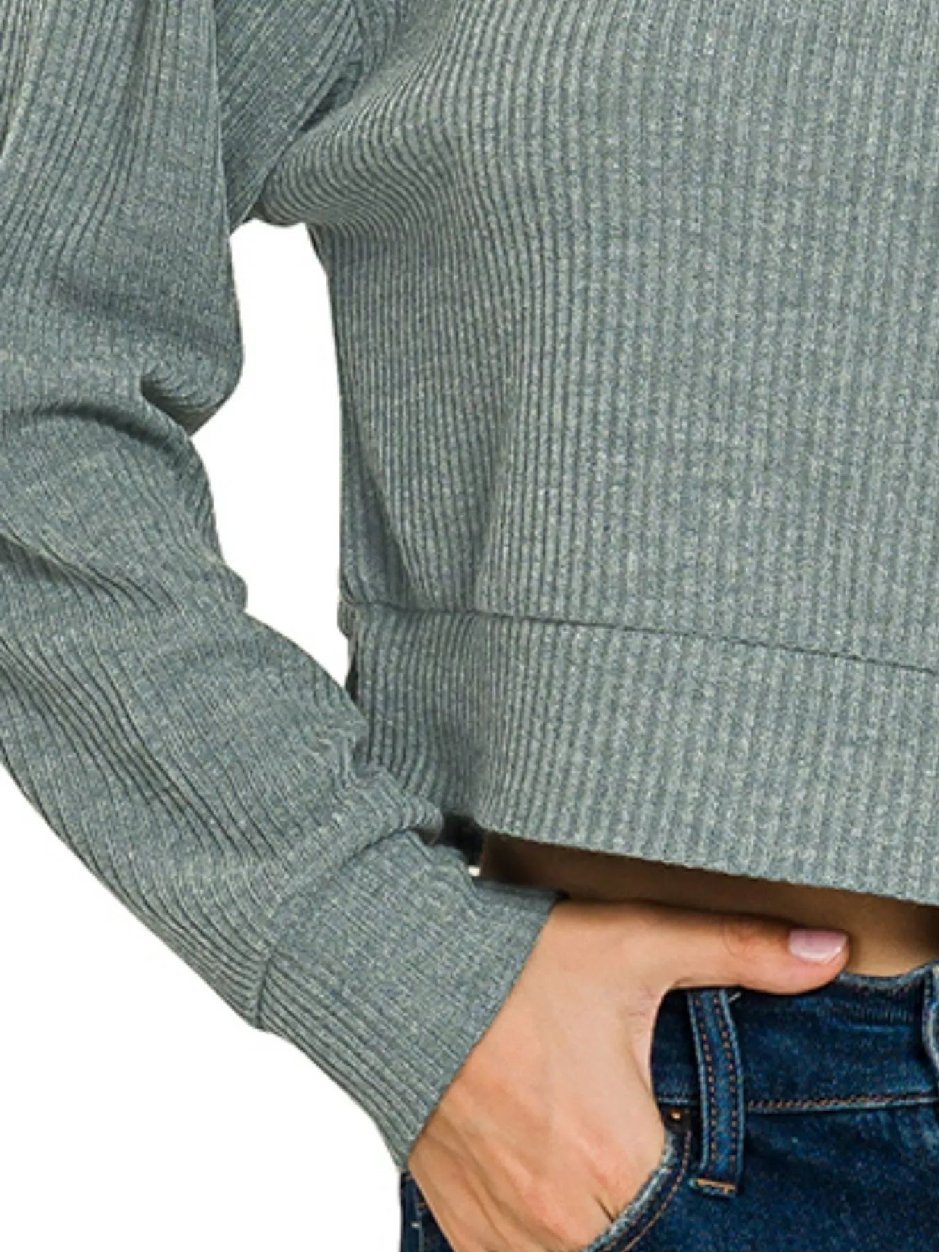 Zenana drop shoulder hoodie in a soft green ribbed fabric, perfect for casual wear