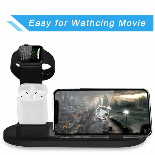 100w wireless charging station for smartphones and AirPods with convenient stand for watching movies