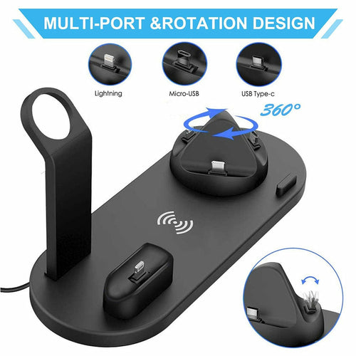 100w wireless charging station with multi-port and rotation design for various devices