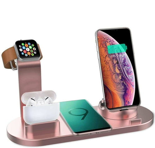 Shophouse Northwest 100W wireless charging station for multiple devices, including phone, AirPods, and smartwatch