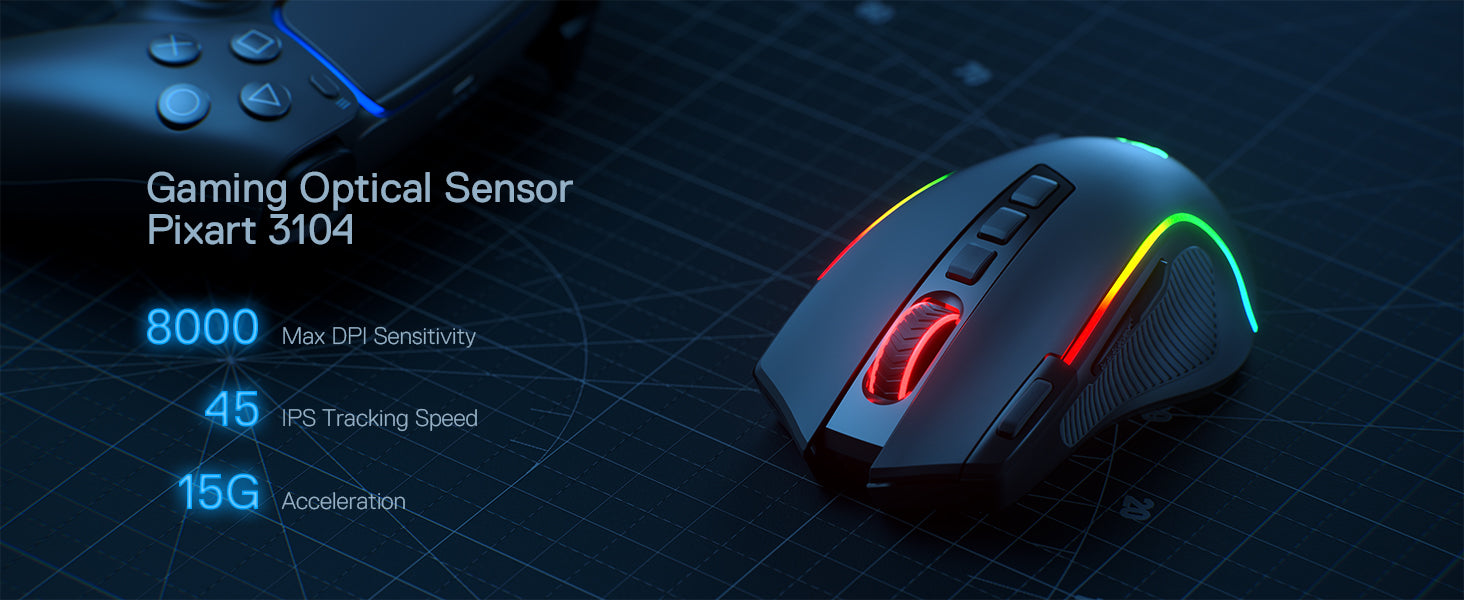 Shophouse Northwest 8000 DPI optical gaming mouse with RGB lighting programmable side buttons ergonomic design