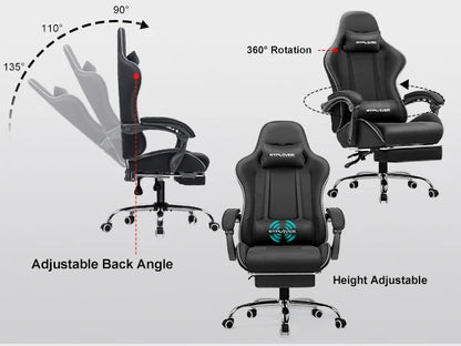 GTPLAYER Gaming Chair with Footrest, Lumbar Support, Headrest for Office or Gaming