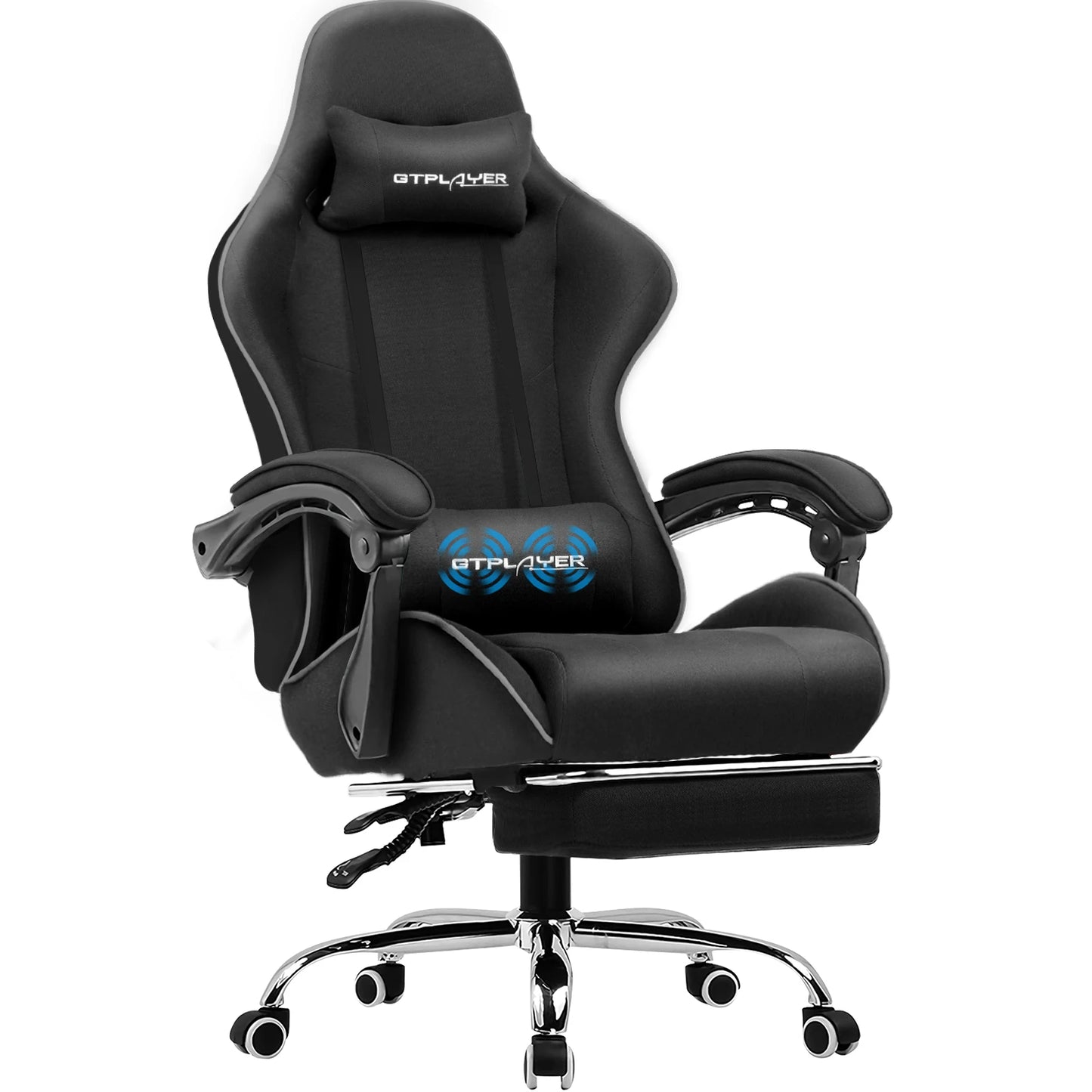 GTPLAYER Gaming Chair with Footrest, Lumbar Support, Headrest for Office or Gaming
