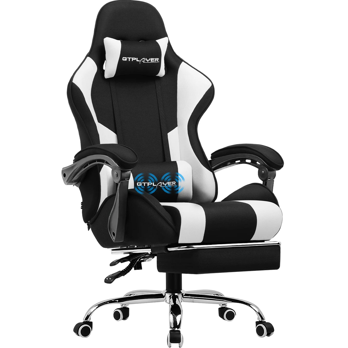 GTPLAYER Gaming Chair with Footrest, Lumbar Support, Headrest for Office or Gaming