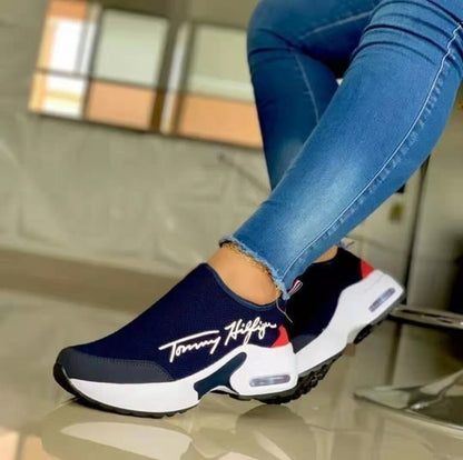 Casual Breathable Wedges Ladies Walking Sneakers Flat Shoes For Women