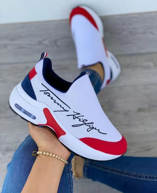 Casual Breathable Wedges Ladies Walking Sneakers Flat Shoes For Women