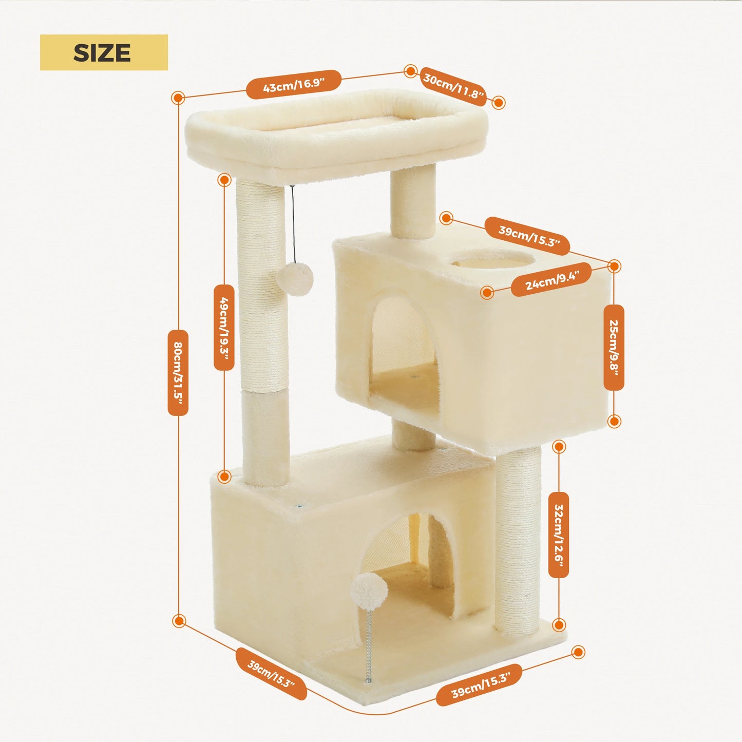 Large Cat Tree for Indoor Cats Multi-Level Cat Tower with Spacious Condos