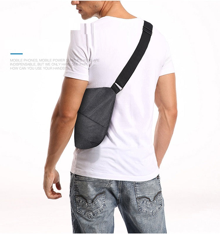 Modern anti-theft crossbody shoulder bag worn by a model for hands-free convenience