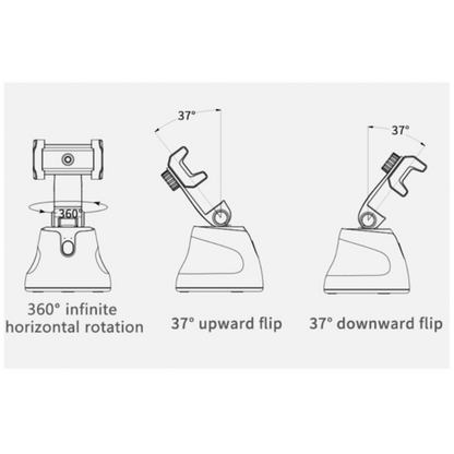 Auto tracking selfie holder with 360 degree rotation and adjustable upward and downward flip features
