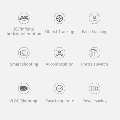 Auto tracking selfie holder features 360 degree rotation, object tracking, and easy operation for stunning VLOG shooting