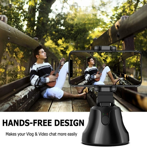 Auto tracking selfie holder with hands-free design for easy Vlogging and video calls
