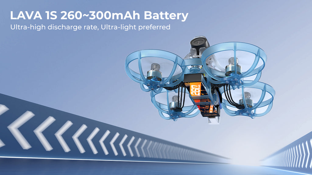 BETAFPV Air65 racing drone with LAVA 1S 260-300mAh battery for high-speed flights