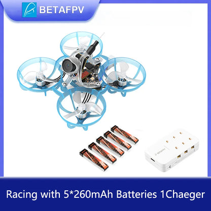 BETAFPV Air65 racing drone with five 260mAh batteries and charger for high-speed racing fun