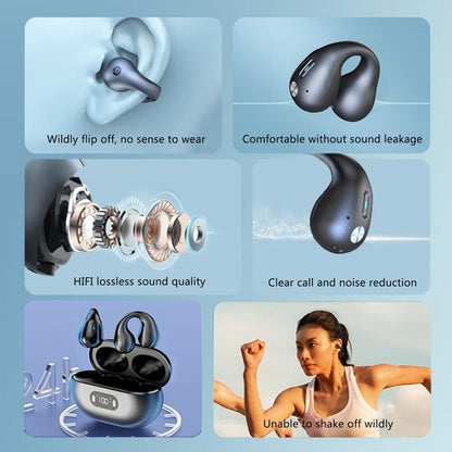 Bluetooth open ear clip earbuds with HIFI sound quality and noise reduction features for comfortable use