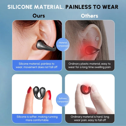 Comparison of silicone material Bluetooth open ear clip earbuds with ordinary materials for comfort and wearability