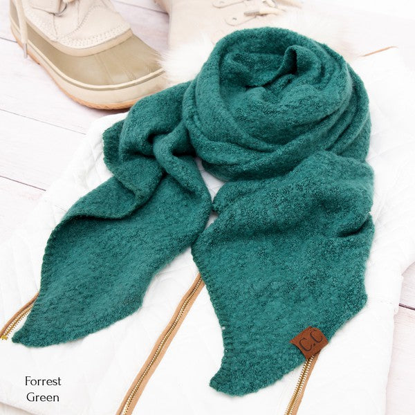 Shophouse Northwest Forrest Green cc cozy draped oversized scarves for women textured boucle scarf with leather tag
