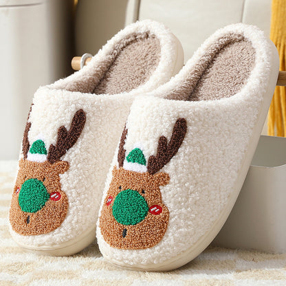 Christmas elk slippers winter cozy with soft plush design and antler details for home comfort