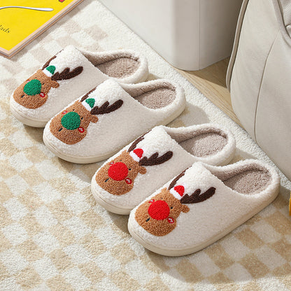 Christmas elk slippers winter cozy with soft interior and festive design for comfortable lounging