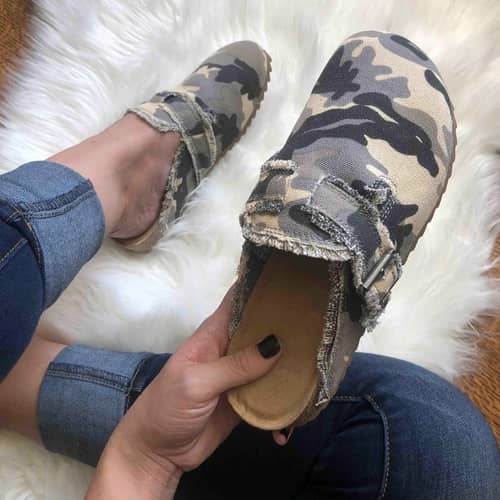 Comfortable slip on clogs for women in camo pattern with easy wear design from Shophouse Northwest