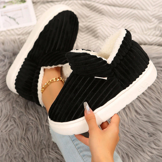 Jumpstudios-BTG black cozy indoor house slippers with plush lining for ultimate comfort