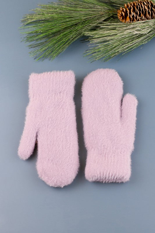 Shophouse Northwest pink plush fur lined mittens soft cozy winter mittens for cold hands