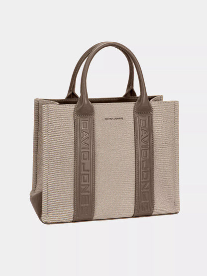 David Jones canvas tote bag in beige with durable handles and stylish design for everyday use