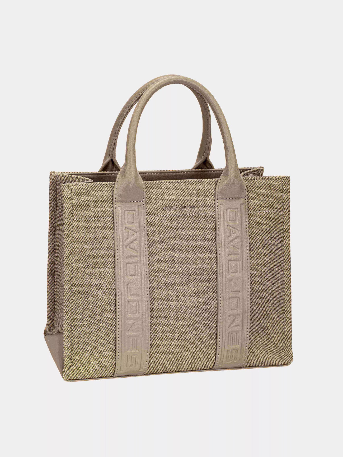 Stylish David Jones canvas tote bag in olive green with sturdy handles for everyday use