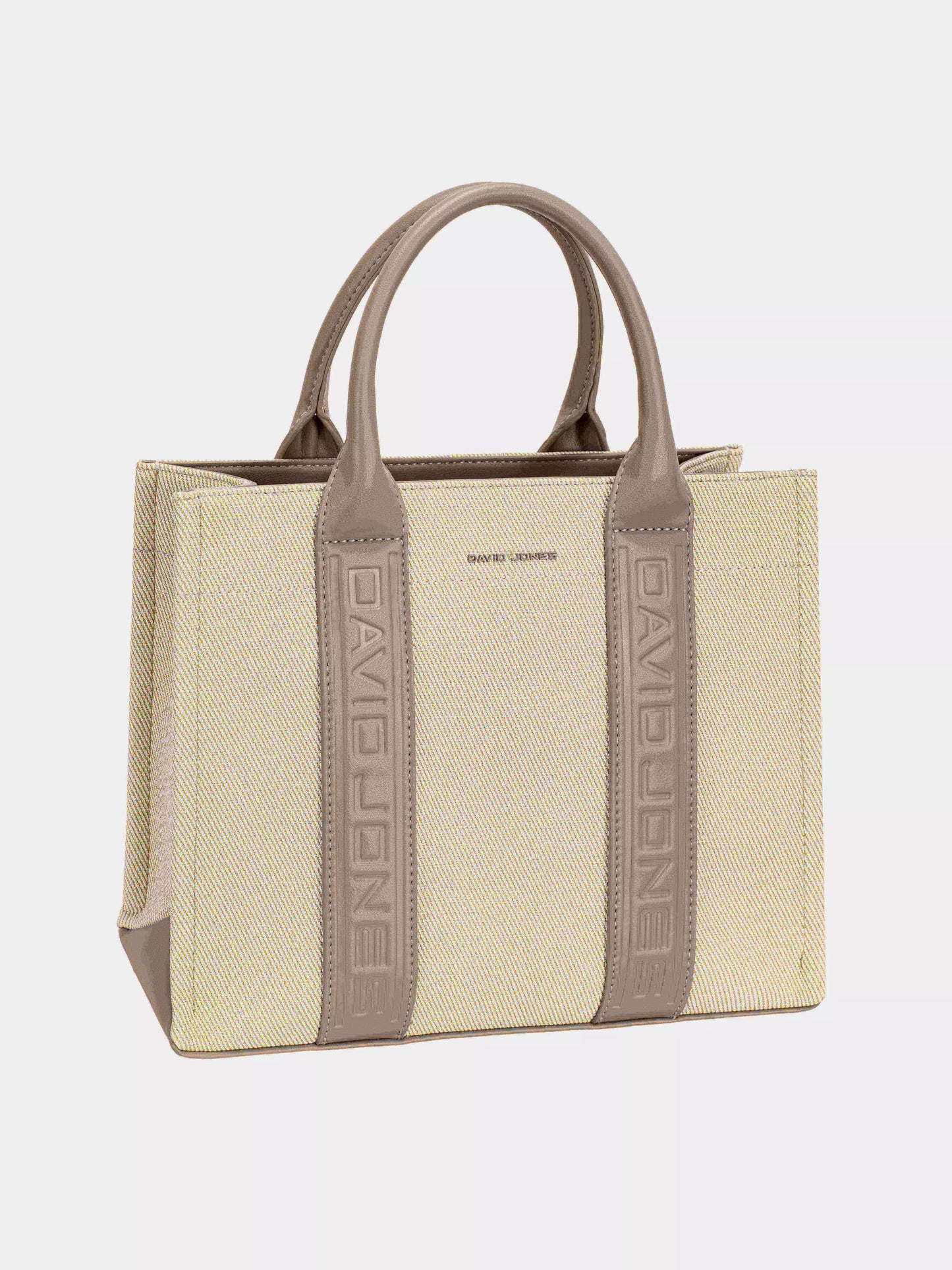 David Jones canvas tote bag in cream with stylish handles for everyday use