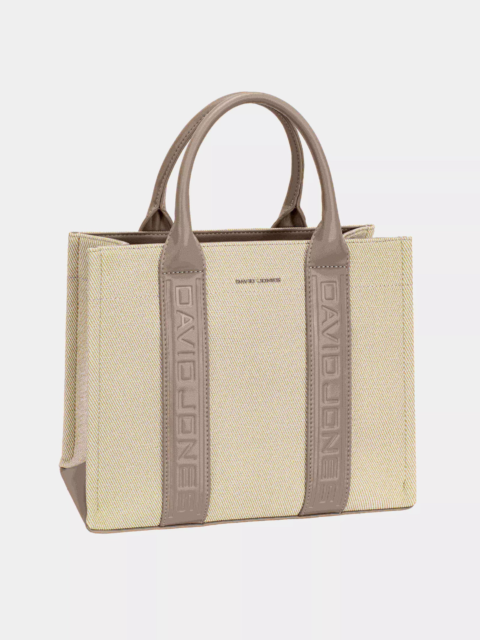 David Jones canvas tote bag in cream with stylish handles for everyday use