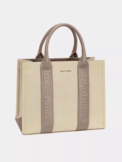 David Jones canvas tote bag in cream with stylish handles for everyday use