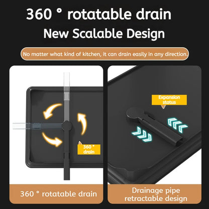 Double layer kitchen drying rack with 360-degree rotatable drain for easy water removal