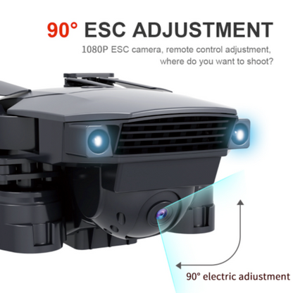 Wide angle dual camera drone with 1080P ESC camera and remote control adjustment for versatile shooting