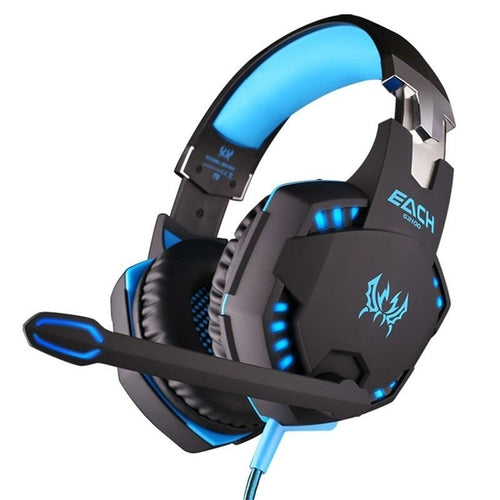 Ninja Dragon Stealth G21Z vibration headset with blue LED lighting and adjustable microphone