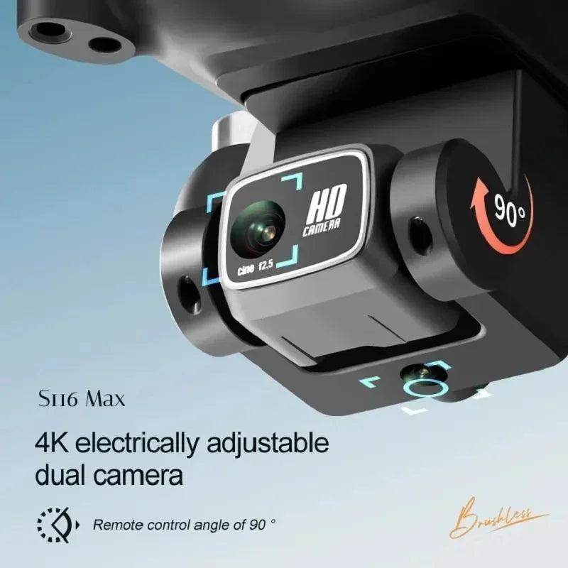 Shophouse Northwest S116 MAX professional drone closeup showing 4K electrically adjustable dual camera gimbal