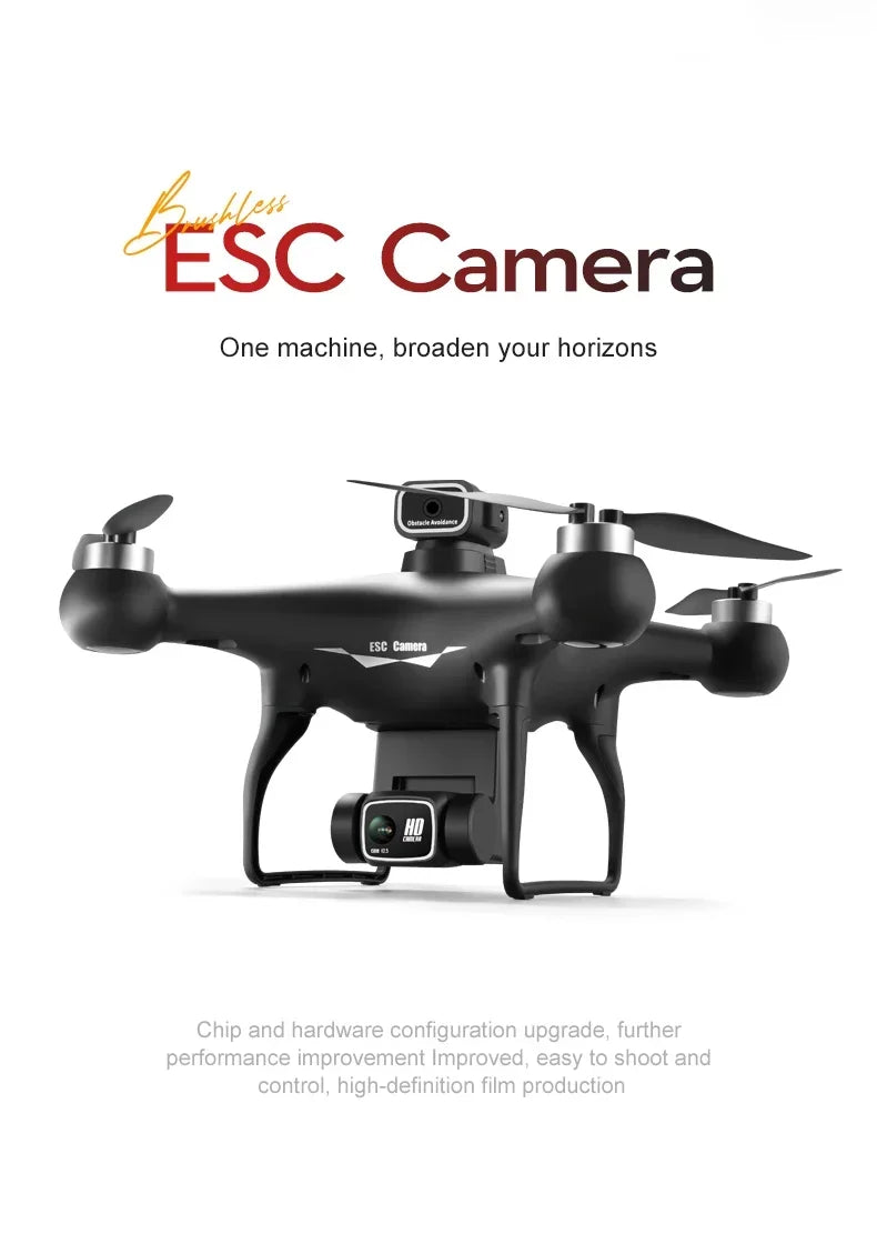 Shophouse Northwest S116 MAX professional drone in black with mounted HD camera gimbal and four propellers