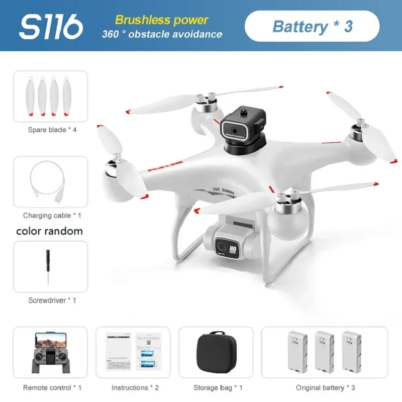 Shophouse Northwest S116 MAX professional drone white quadcopter with camera three batteries spare blades and remote