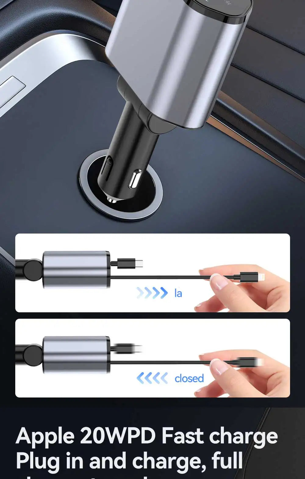 Shop1103876423 4 in 1 USB Type C car adapter fast charging car charger with compact design